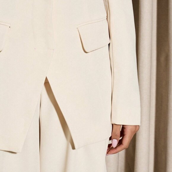 Apricot Elegant Women's Bardot Turn Over Long Sleeve Blazer - Picture 5 of 6